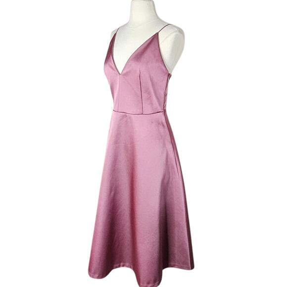 H&M A-line Fit & Flare Midi Dress In Blush Pink Size 8 NWT - Picture 11 of 13